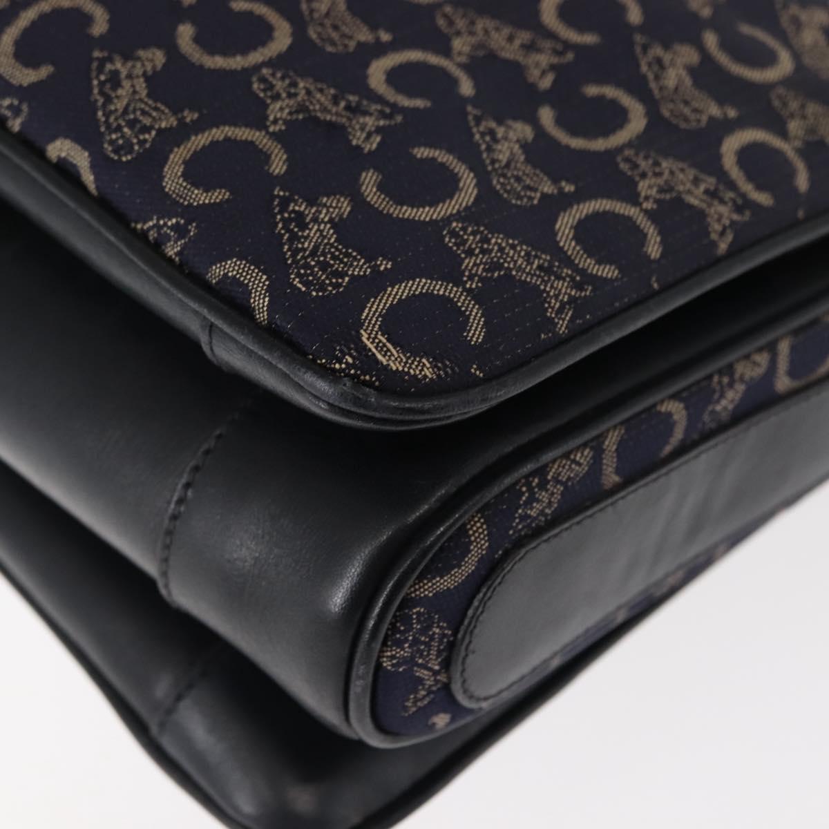 CELINE C Sulky Shoulder Bag Canvas Navy Gold Auth BA6726