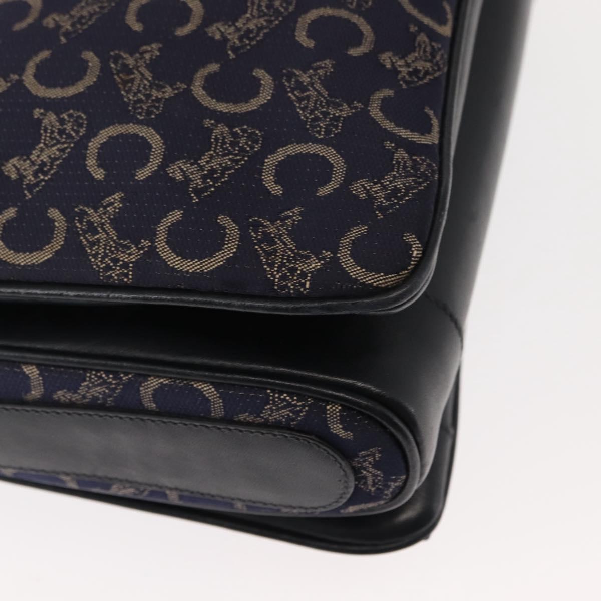 CELINE C Sulky Shoulder Bag Canvas Navy Gold Auth BA6726