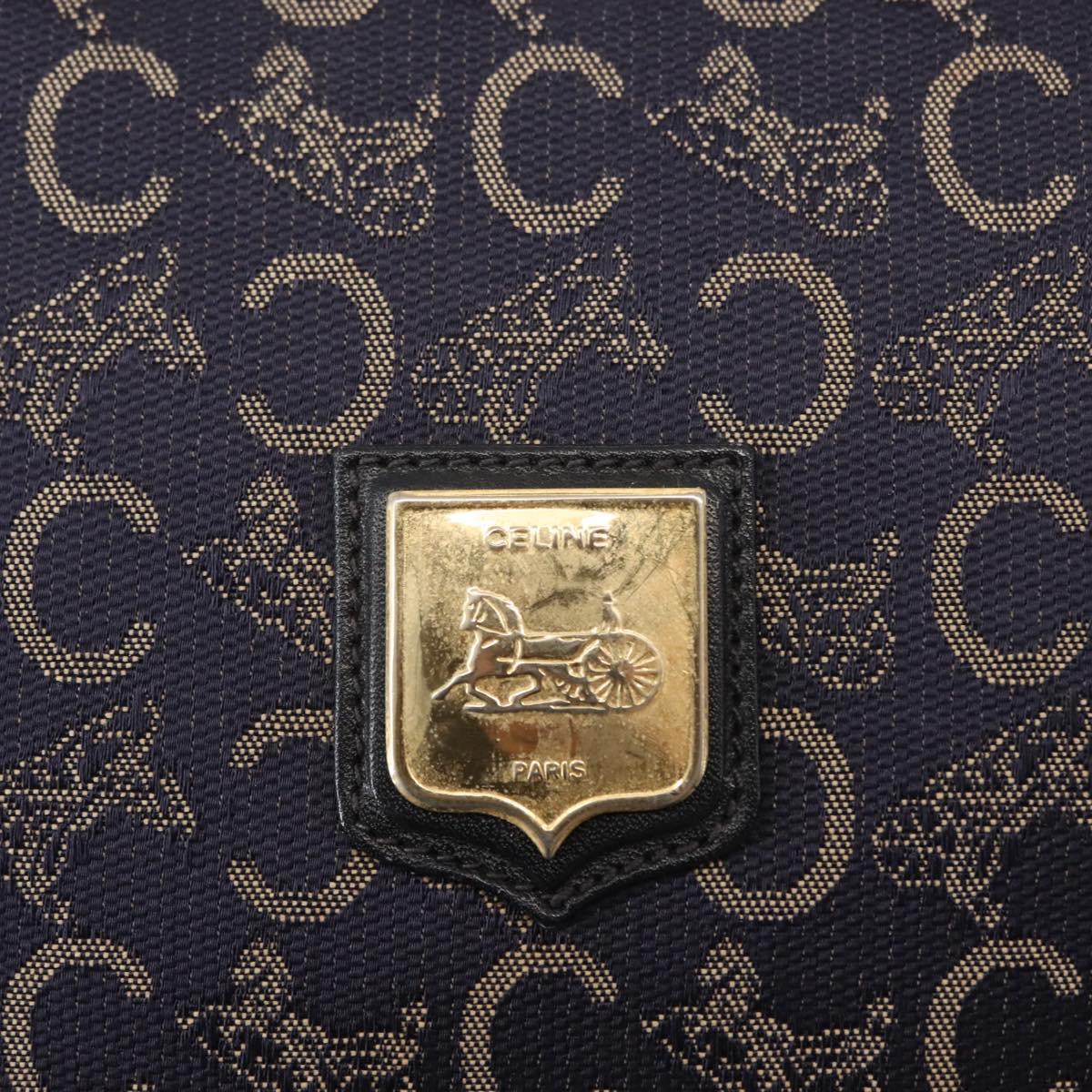 CELINE C Sulky Shoulder Bag Canvas Navy Gold Auth BA6726