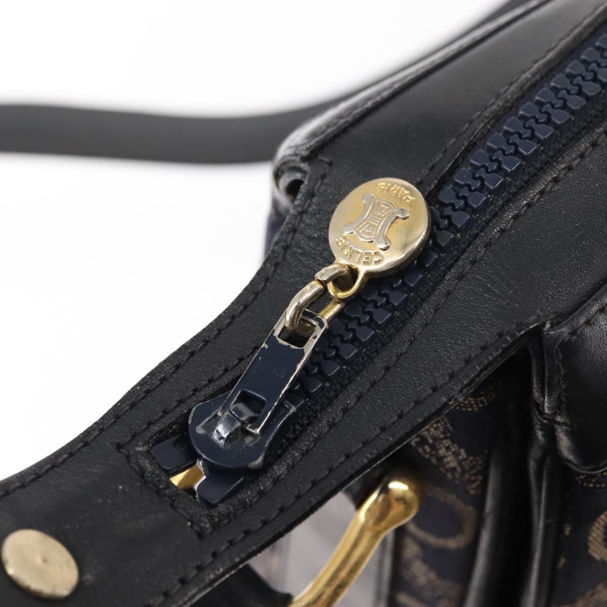 CELINE C Sulky Shoulder Bag Canvas Navy Gold Auth BA6726