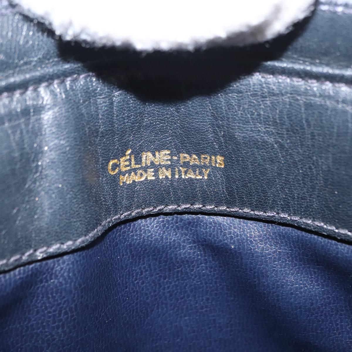 CELINE C Sulky Shoulder Bag Canvas Navy Gold Auth BA6726