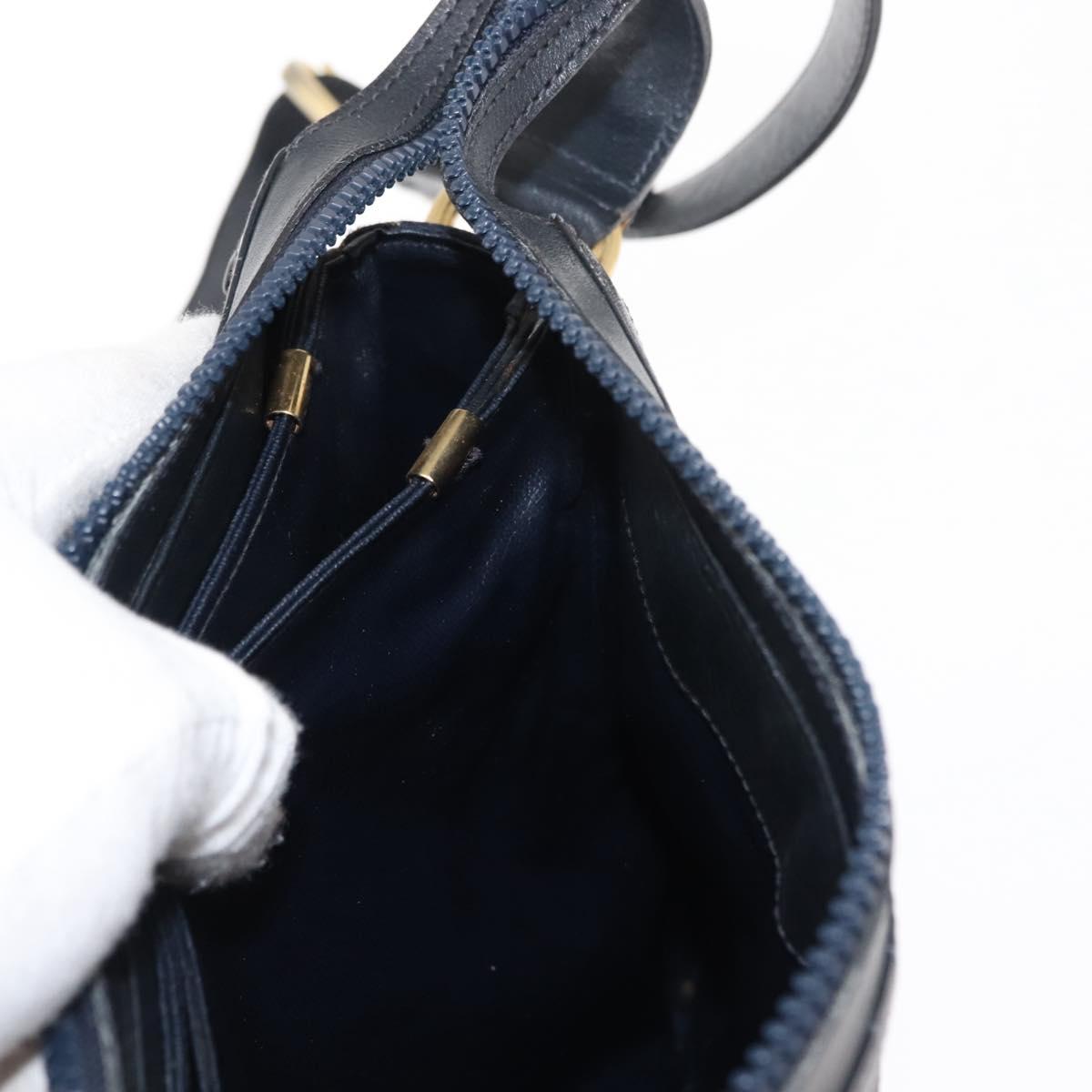 CELINE C Sulky Shoulder Bag Canvas Navy Gold Auth BA6726