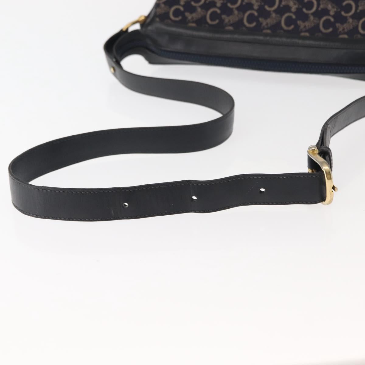 CELINE C Sulky Shoulder Bag Canvas Navy Gold Auth BA6726