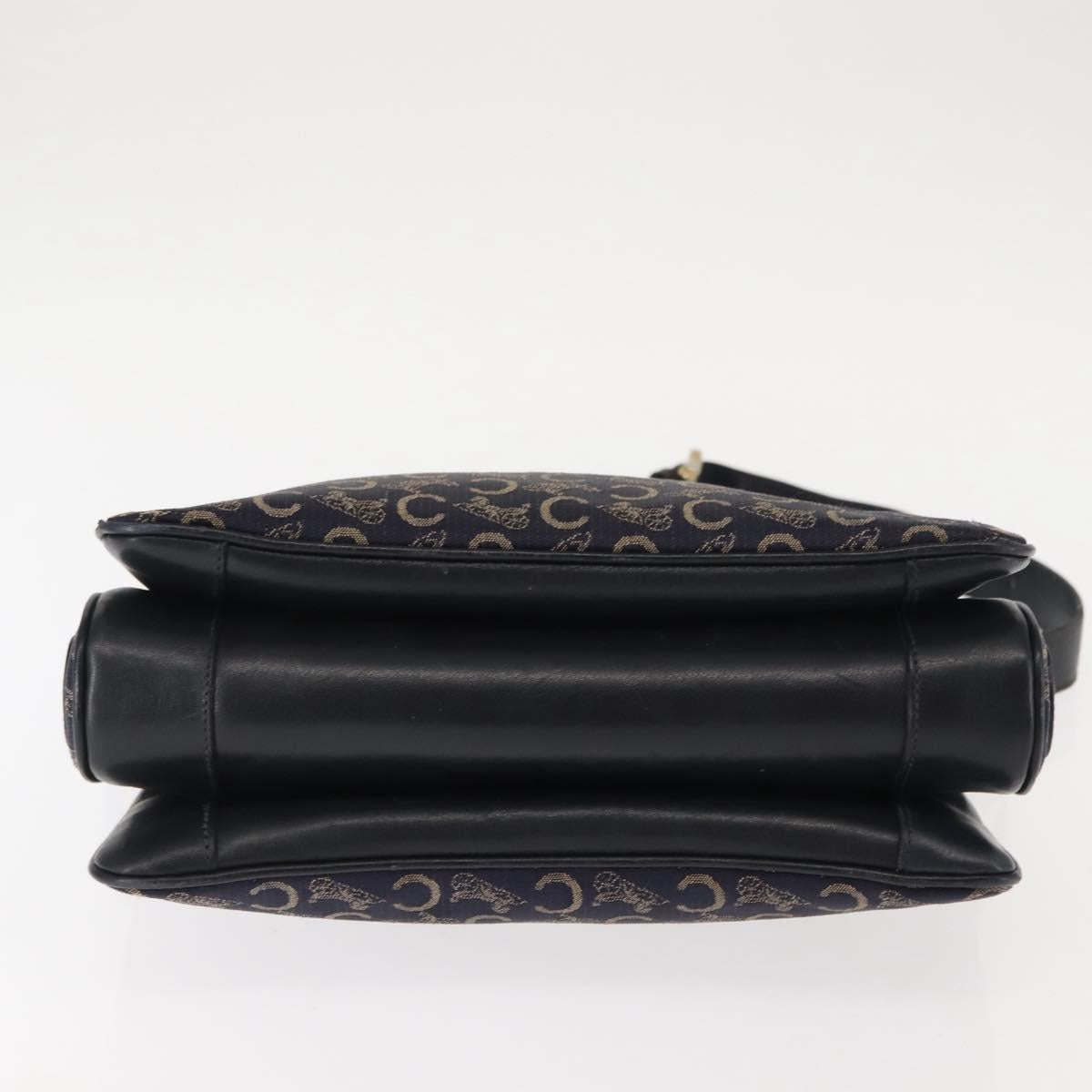 CELINE C Sulky Shoulder Bag Canvas Navy Gold Auth BA6726