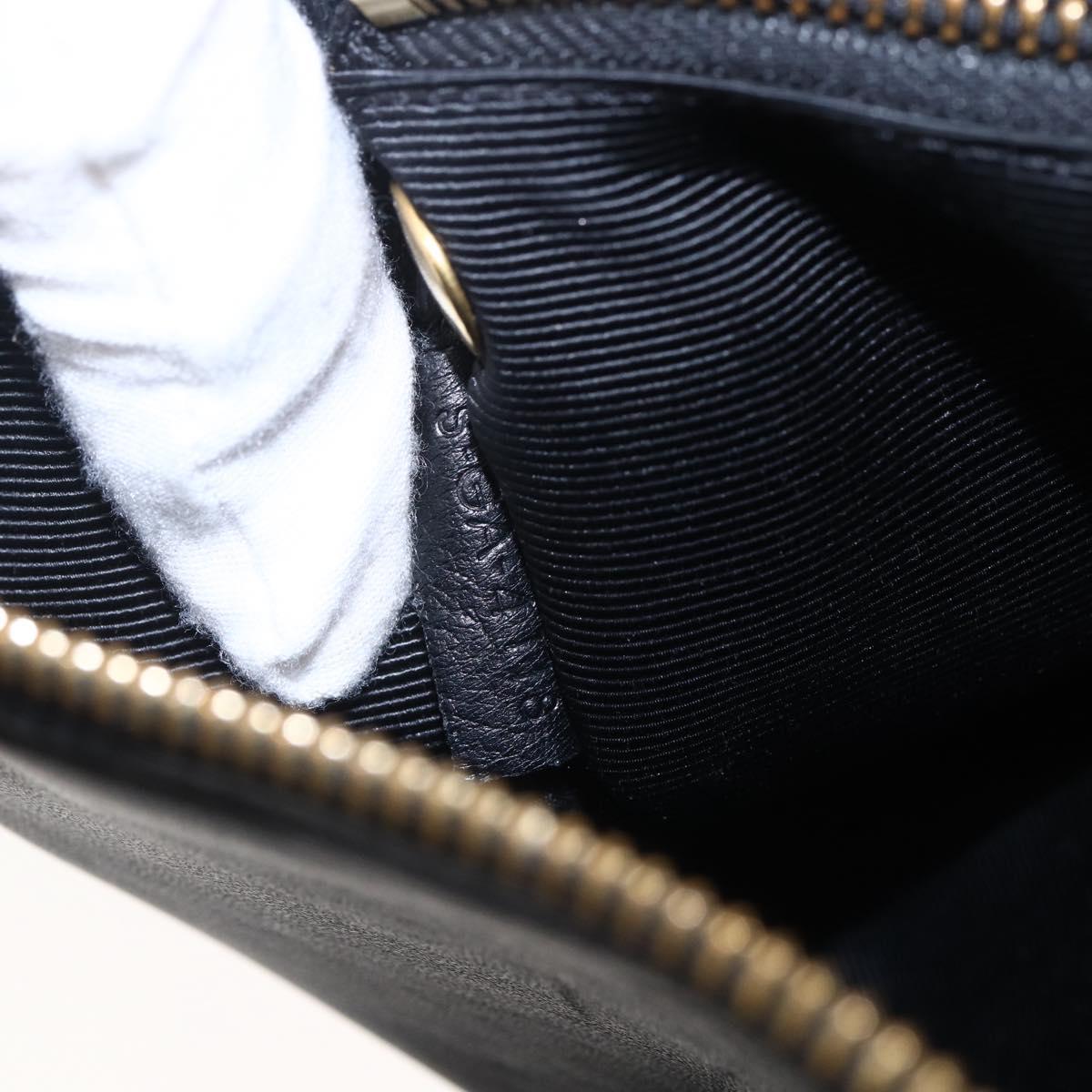 CELINE Trio Small Shoulder Bag Leather Black Gold Auth BA6727