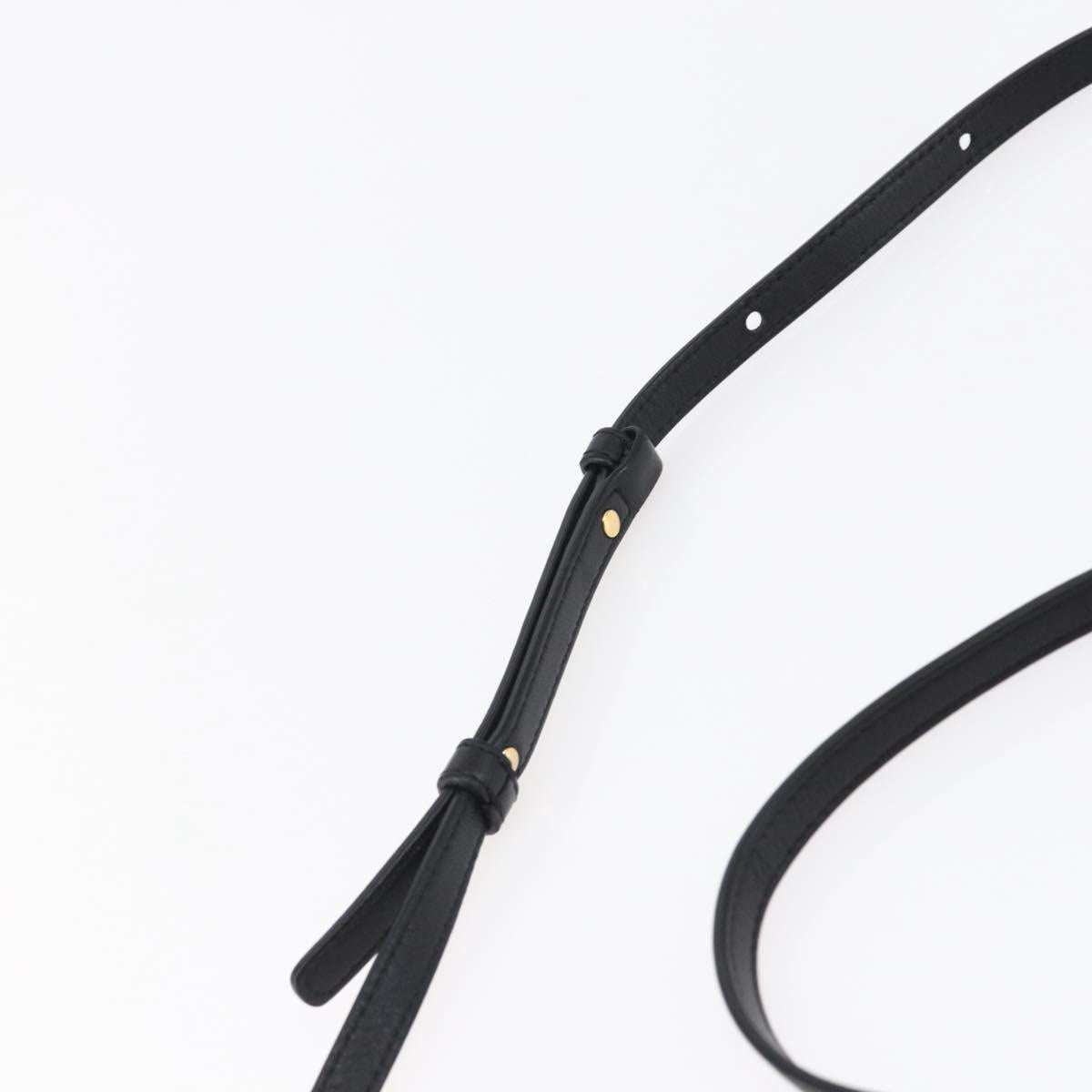 CELINE Trio Small Shoulder Bag Leather Black Gold Auth BA6727