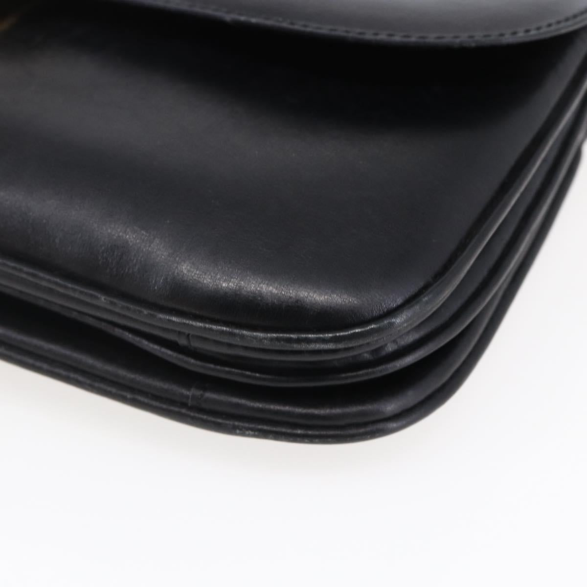 CELINE Shoulder Bag Leather Black Gold Auth BA6728