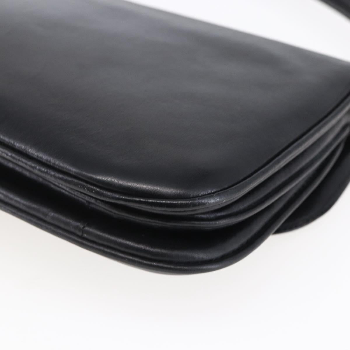 CELINE Shoulder Bag Leather Black Gold Auth BA6728