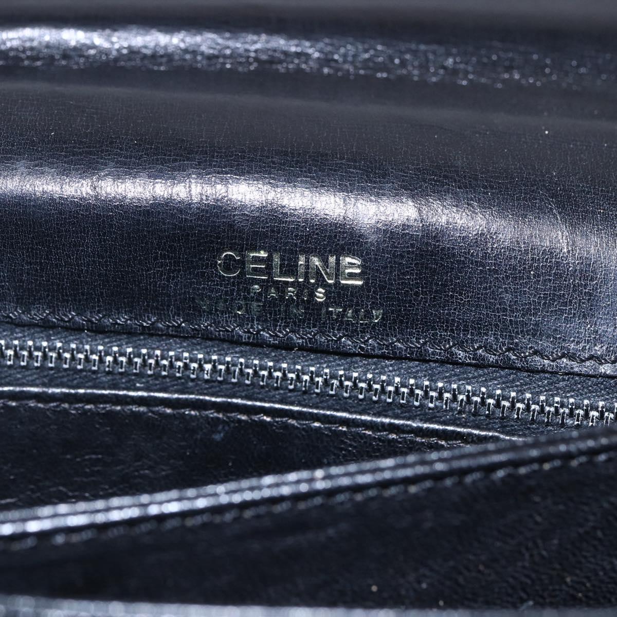 CELINE Shoulder Bag Leather Black Gold Auth BA6728