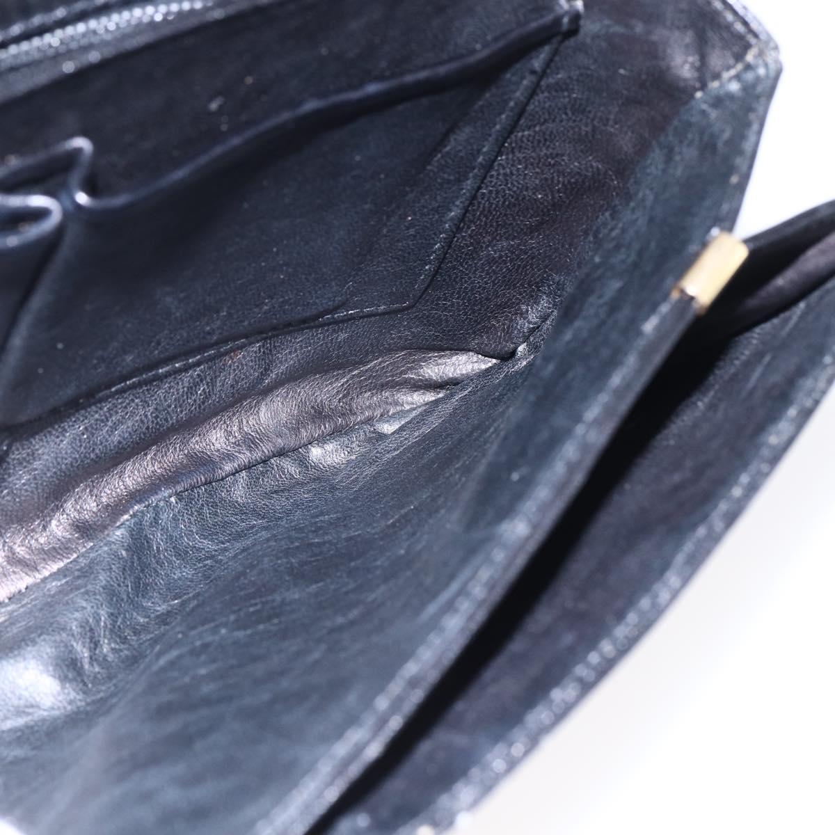 CELINE Shoulder Bag Leather Black Gold Auth BA6728