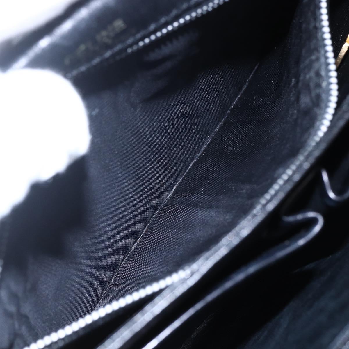 CELINE Shoulder Bag Leather Black Gold Auth BA6728