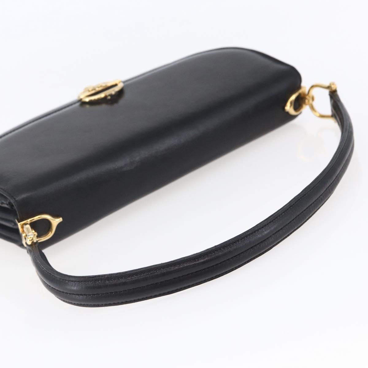 CELINE Shoulder Bag Leather Black Gold Auth BA6728