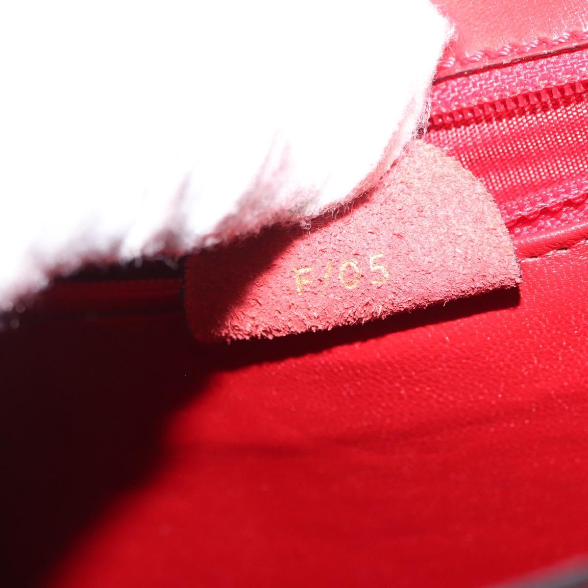 CELINE Hand Bag Enamel 2way Red Gold Auth BA6729