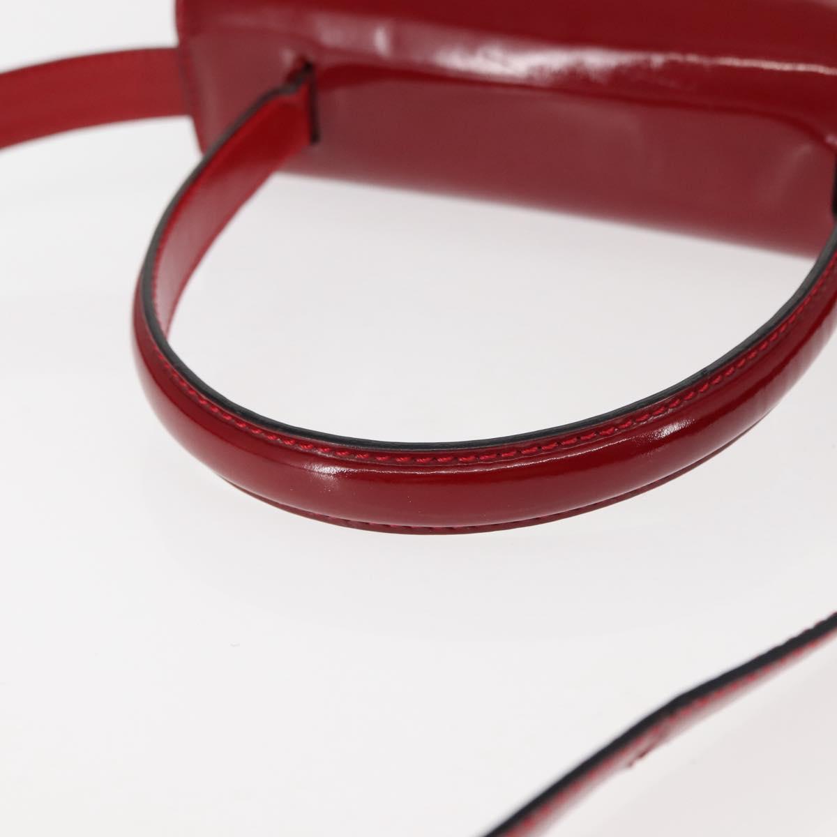 CELINE Hand Bag Enamel 2way Red Gold Auth BA6729