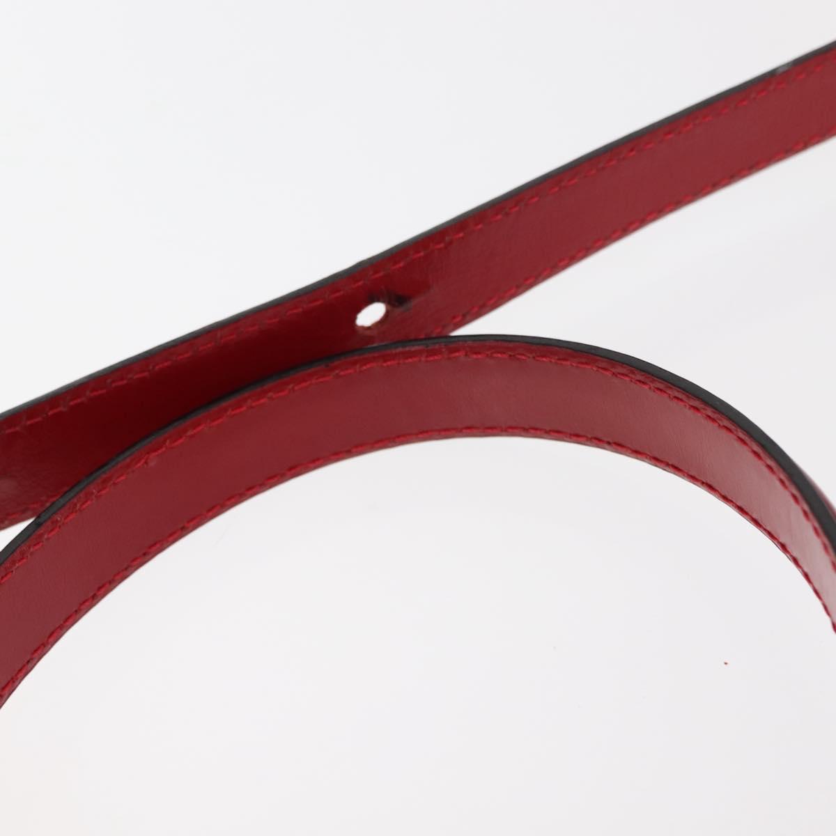 CELINE Hand Bag Enamel 2way Red Gold Auth BA6729