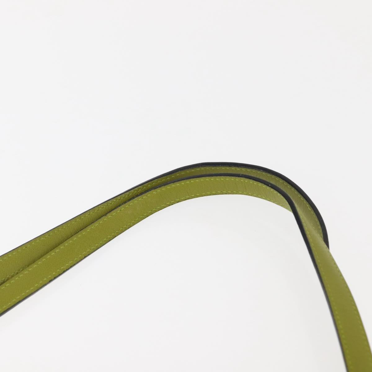 CELINE Shoulder Bag Leather Green Silver Auth BA6730