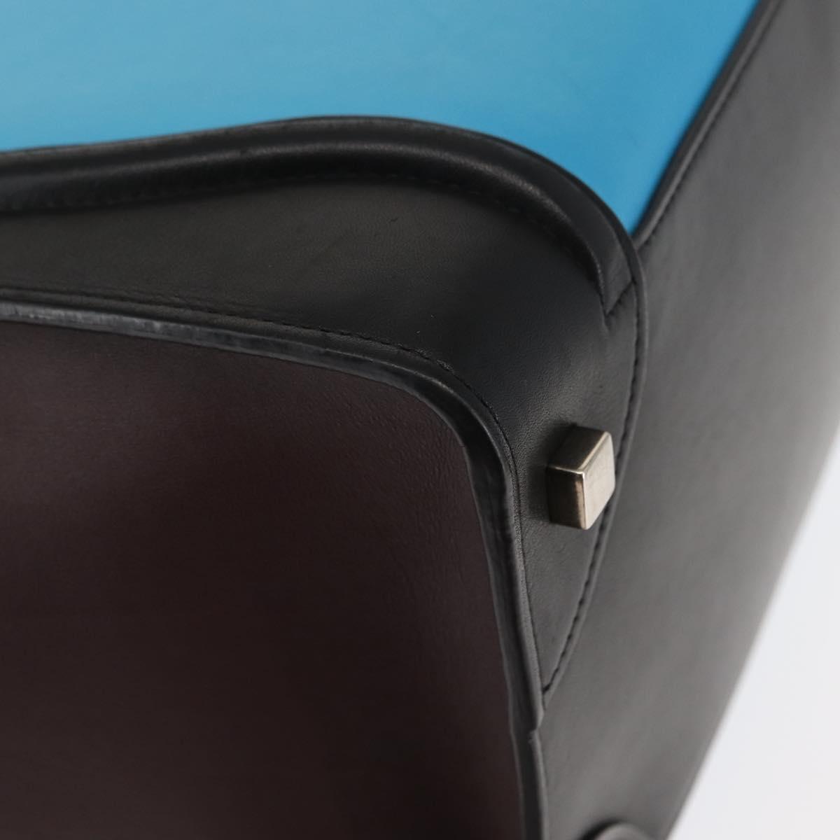 CELINE Luggage Mini Shopper Hand Bag Leather Black Blue Auth BA6731