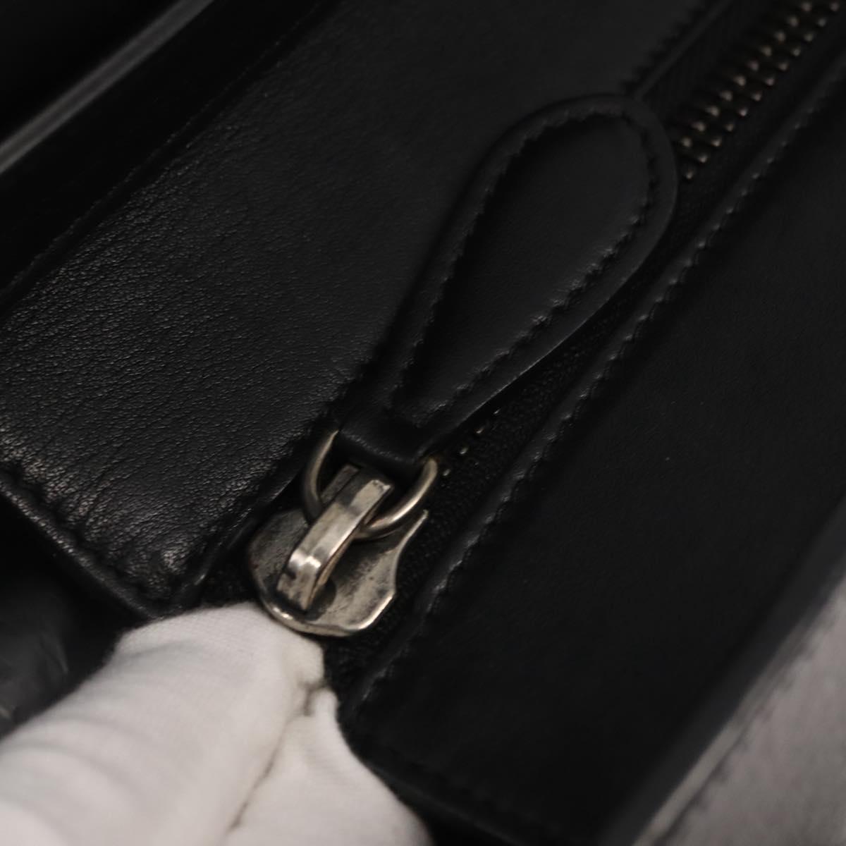 CELINE Luggage Mini Shopper Hand Bag Leather Black Blue Auth BA6731