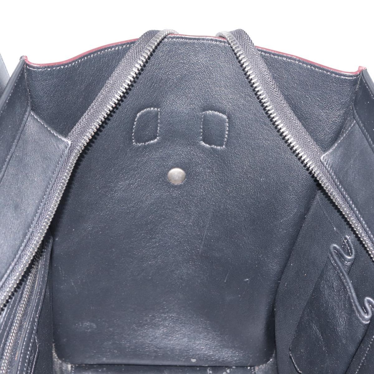 CELINE Luggage Mini Shopper Hand Bag Leather Black Blue Auth BA6731