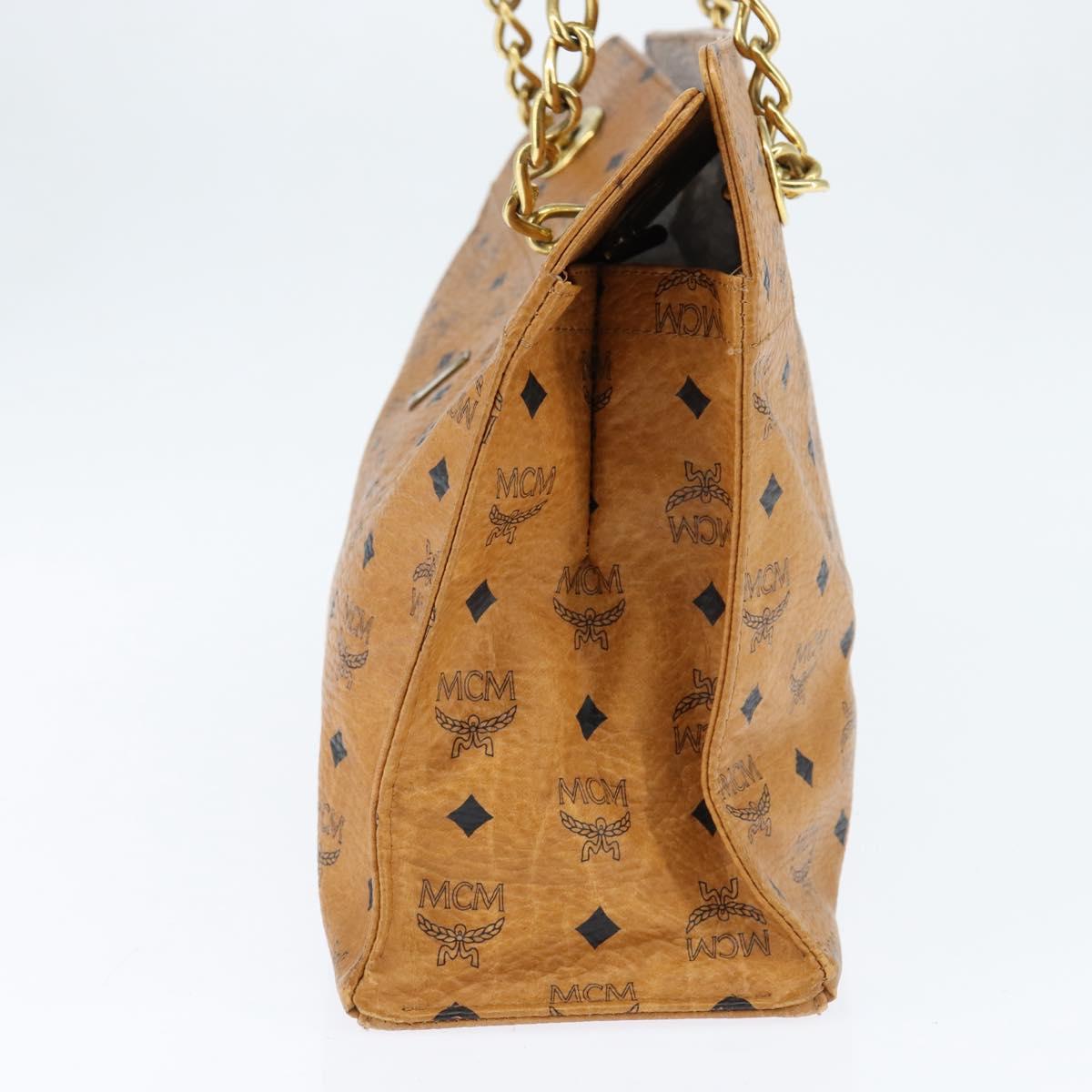MCM Logogram Vicetos Tote Bag PVC Leather Brown Gold Auth BA6734