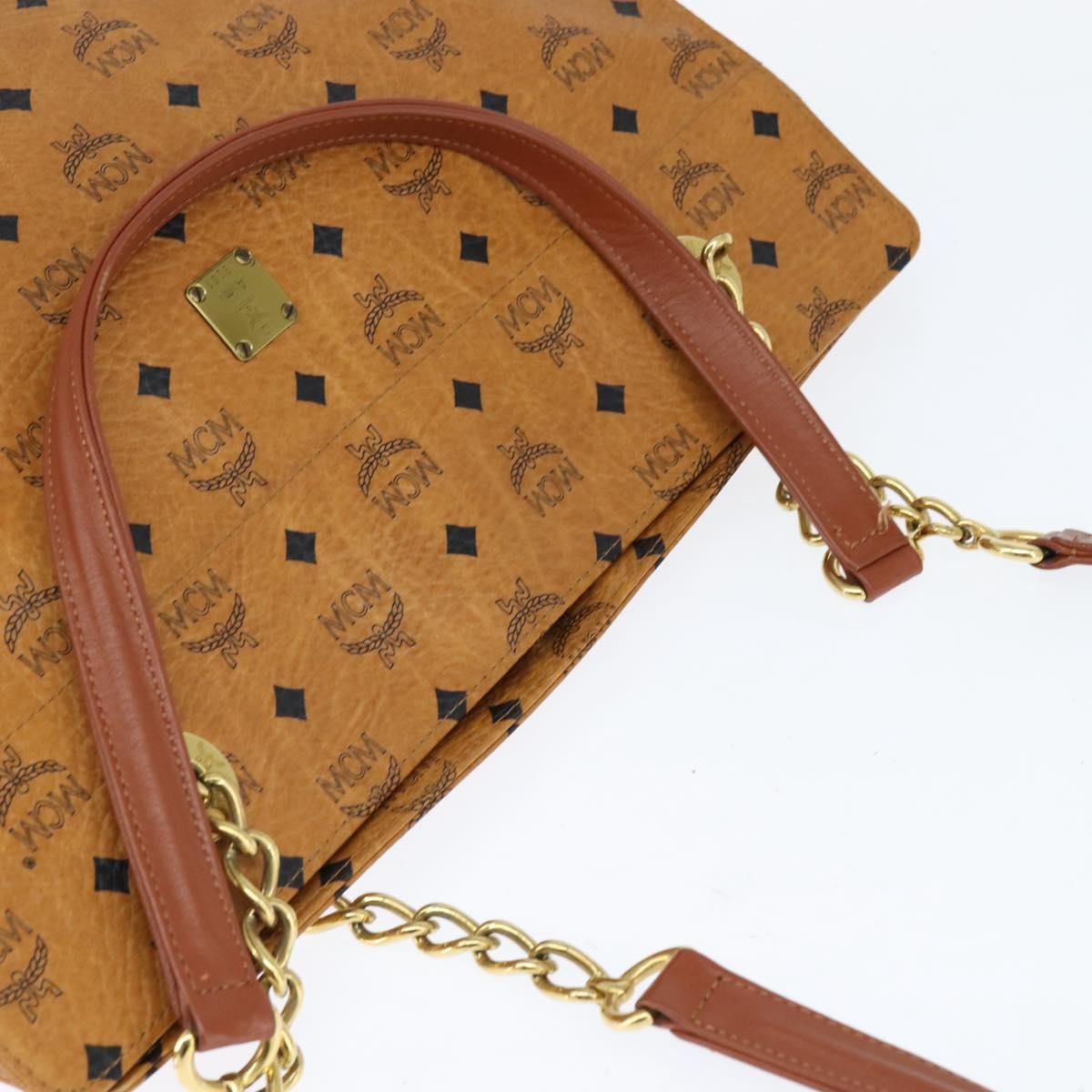 MCM Logogram Vicetos Tote Bag PVC Leather Brown Gold Auth BA6734