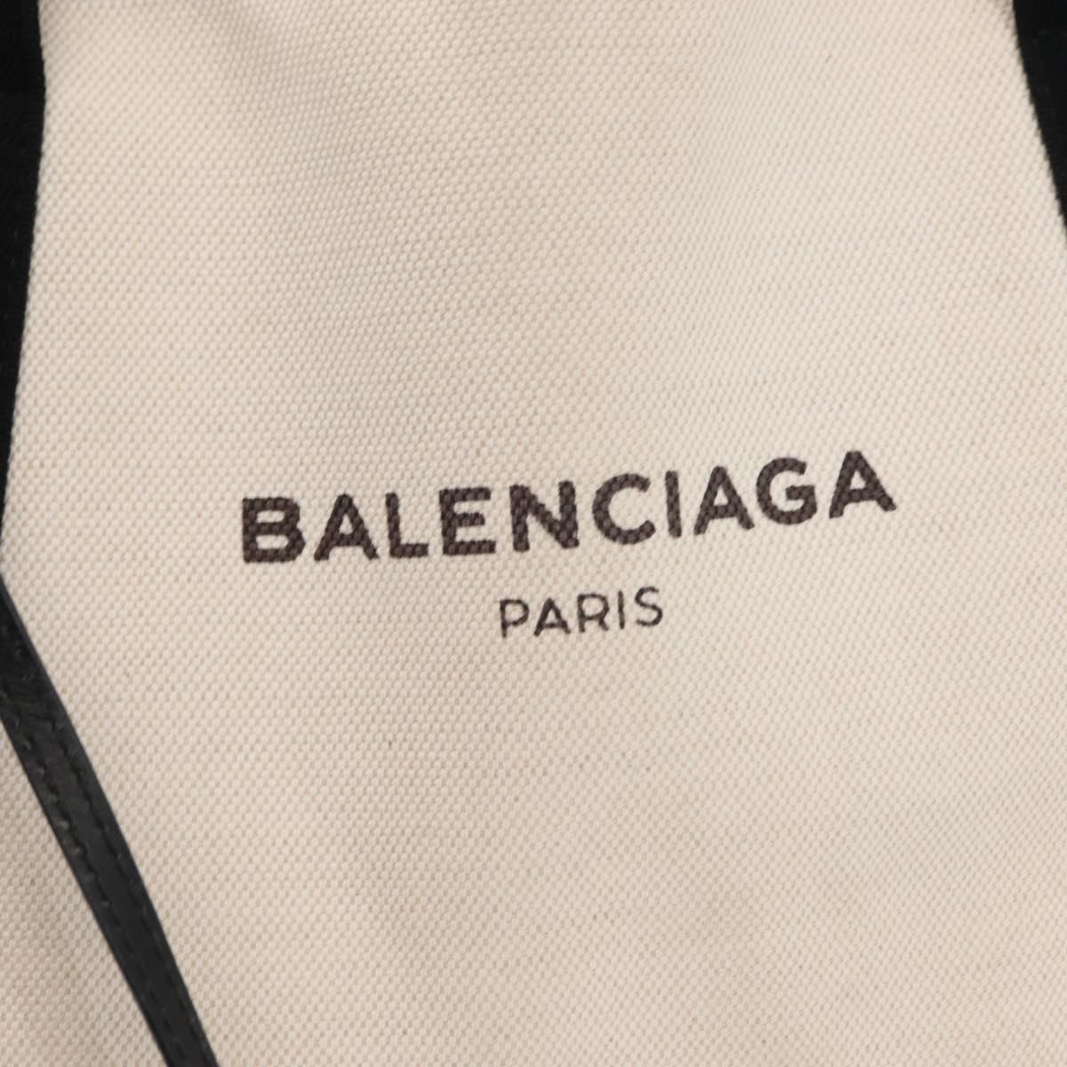 BALENCIAGA Navy Kabas S Hand Bag Canvas Black White 339933 Auth BA6735
