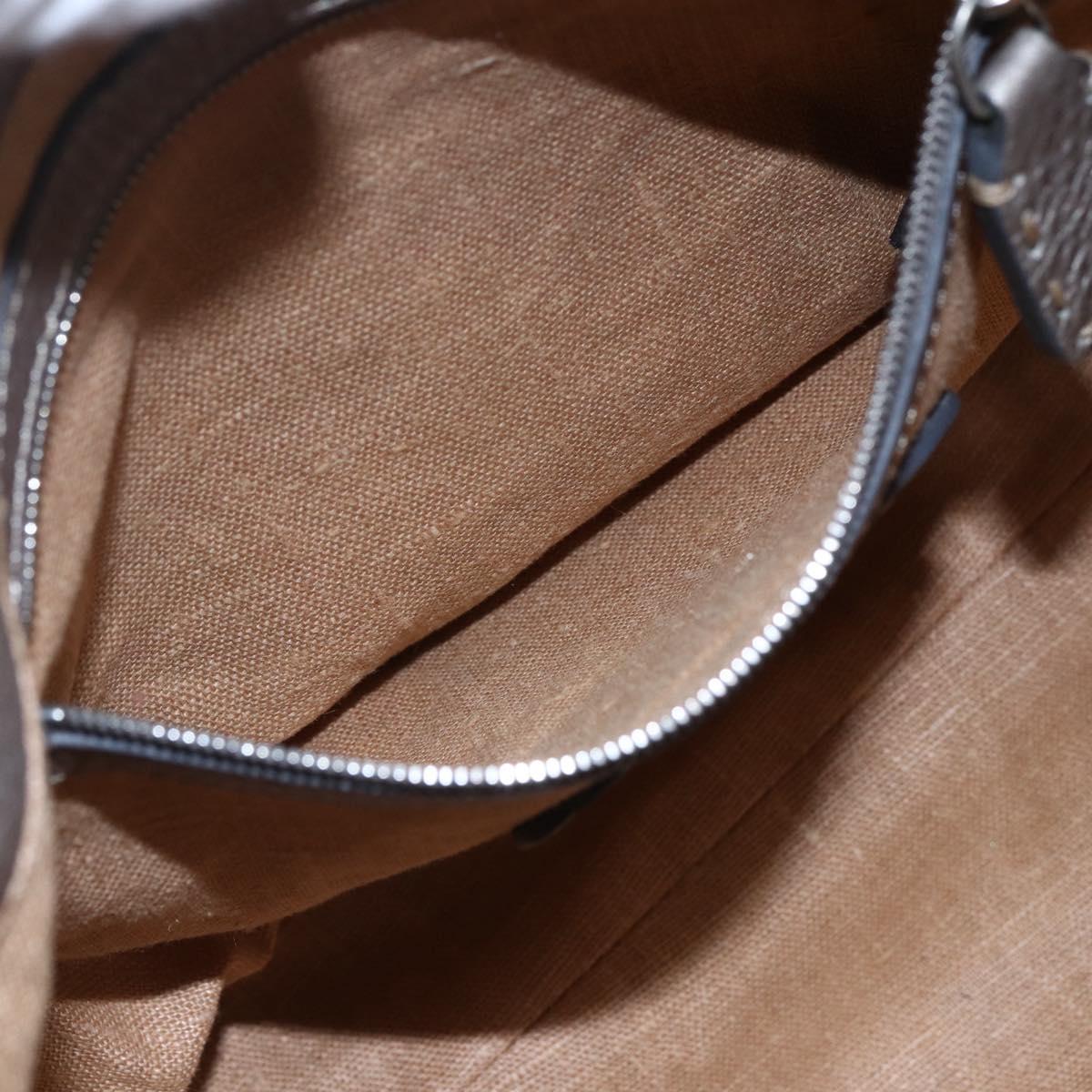 FENDI Celeria Villa Borghese Hand Bag Leather Beige Silver Auth BA6736