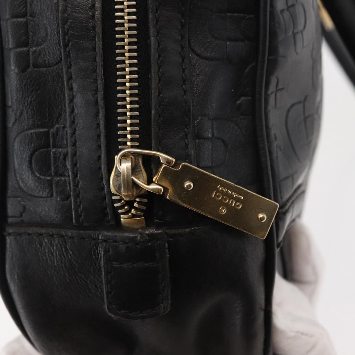 GUCCI Shoulder Bag Leather Black Gold 145770 Auth BA6738
