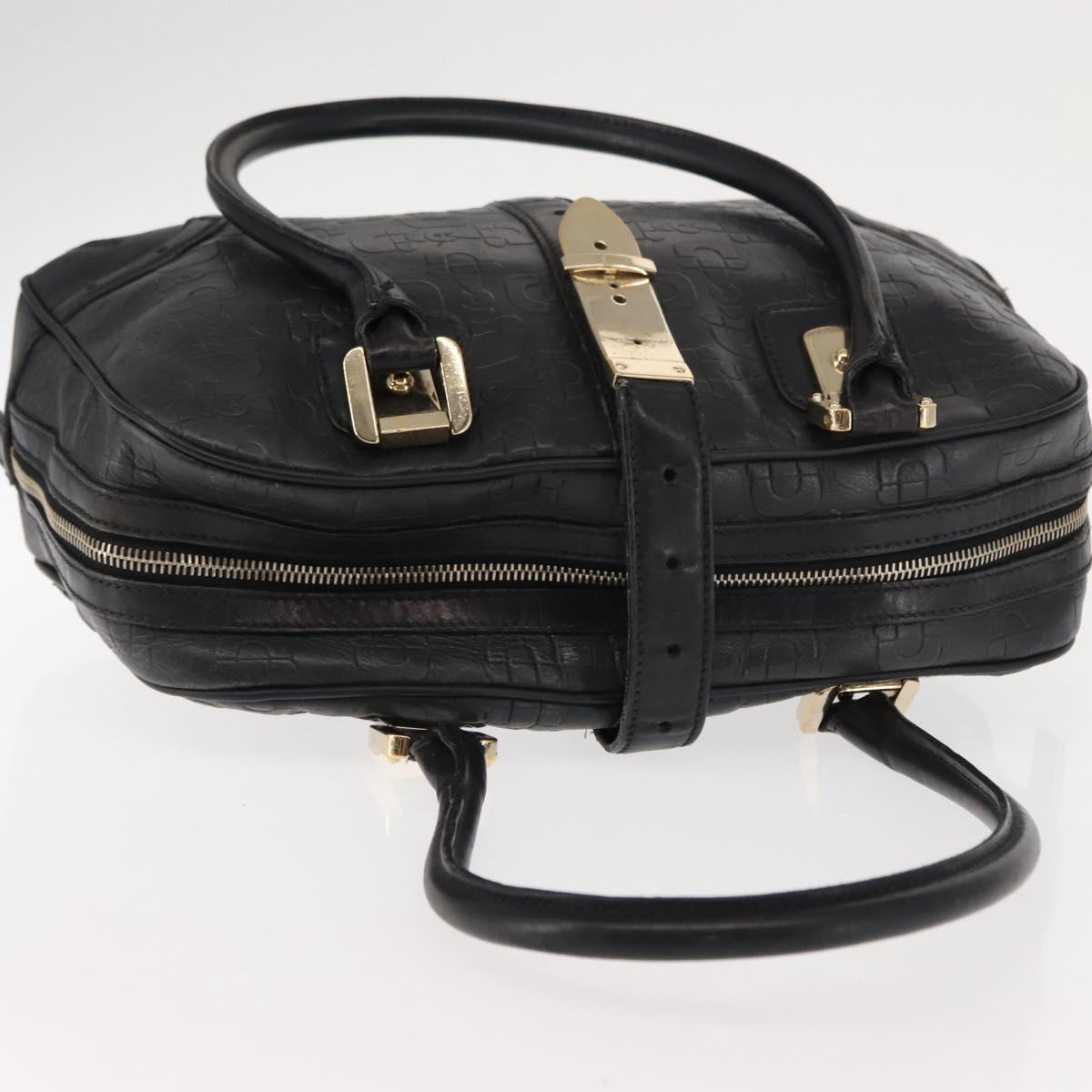 GUCCI Shoulder Bag Leather Black Gold 145770 Auth BA6738