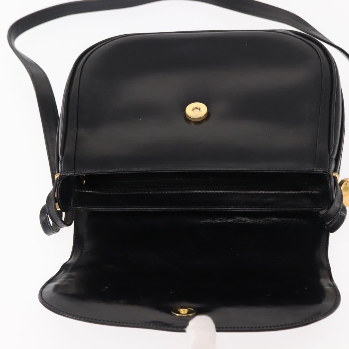 GUCCI Shoulder Bag Leather Black Gold 001 261 1070 Auth BA6739