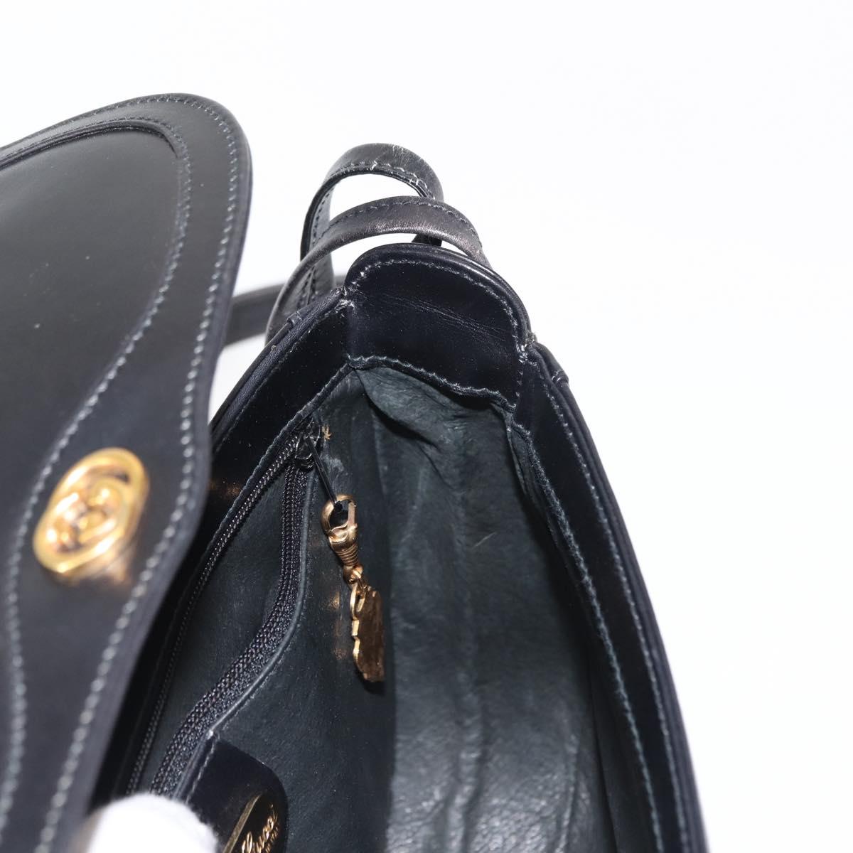 GUCCI Shoulder Bag Leather Black Gold 001 261 1070 Auth BA6739
