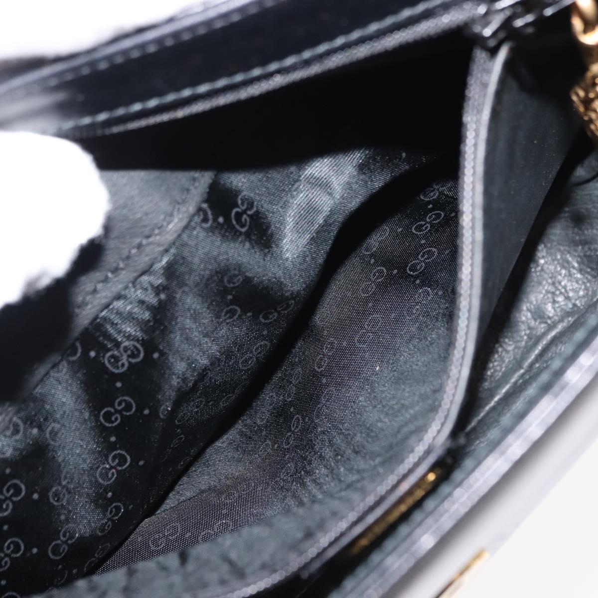 GUCCI Shoulder Bag Leather Black Gold 001 261 1070 Auth BA6739