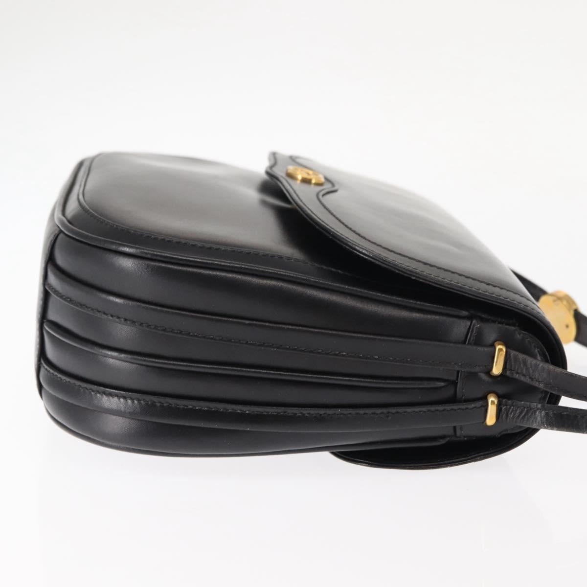 GUCCI Shoulder Bag Leather Black Gold 001 261 1070 Auth BA6739
