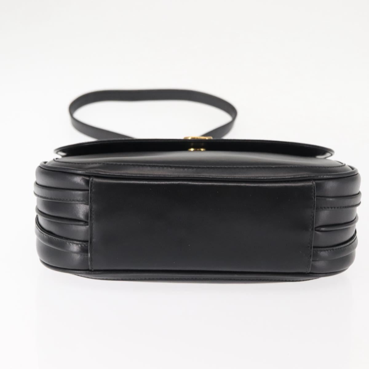 GUCCI Shoulder Bag Leather Black Gold 001 261 1070 Auth BA6739