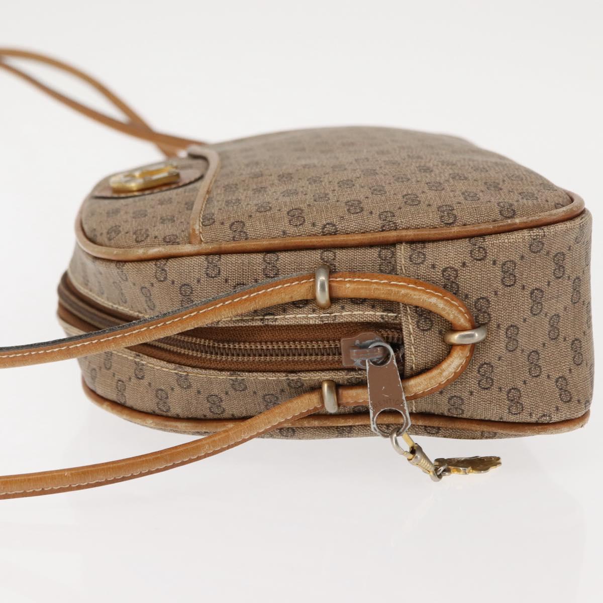 GUCCI Micro GG Supreme Shoulder Bag PVC Beige Gold Auth BA6740