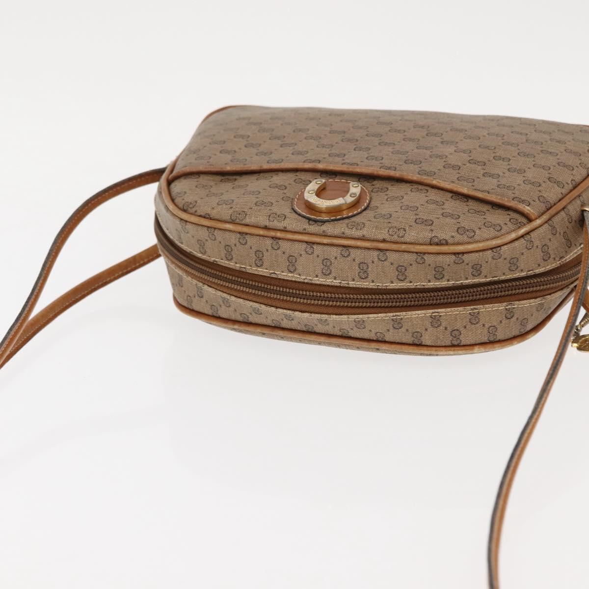GUCCI Micro GG Supreme Shoulder Bag PVC Beige Gold Auth BA6740