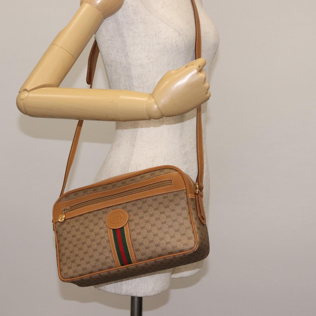 GUCCI Micro GG Supreme Web Sherry Line Bag PVC Beige 001 261 0942 Auth BA6742