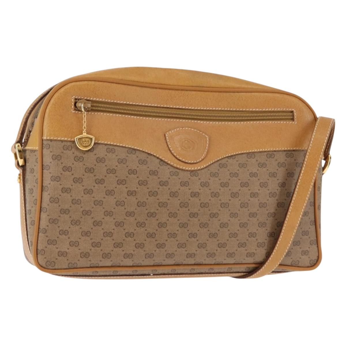 GUCCI Micro GG Supreme Shoulder Bag PVC Beige Gold 001 56 0860 Auth BA6743
