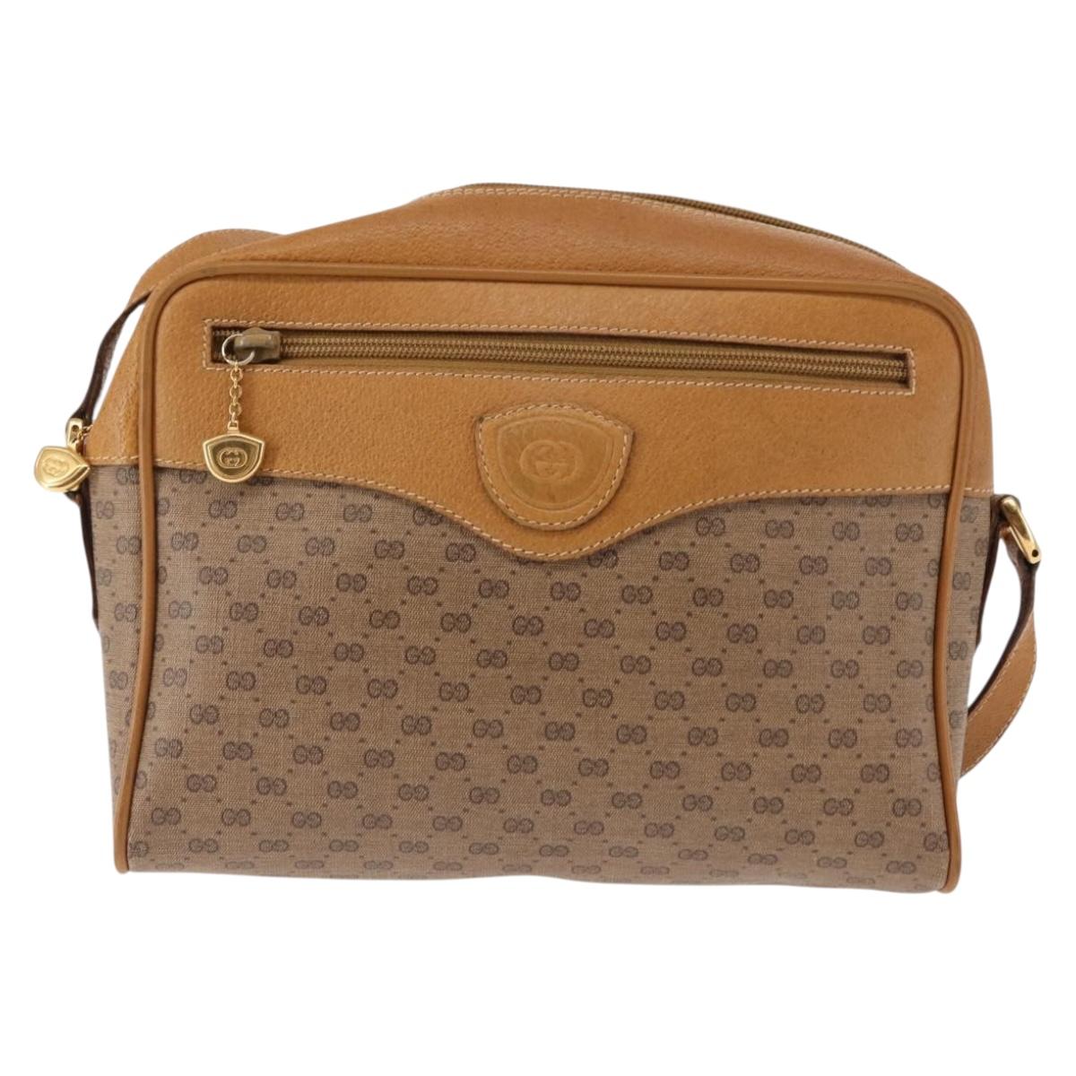 GUCCI Micro GG Supreme Shoulder Bag PVC Beige Gold 001 084 0852 Auth BA6744