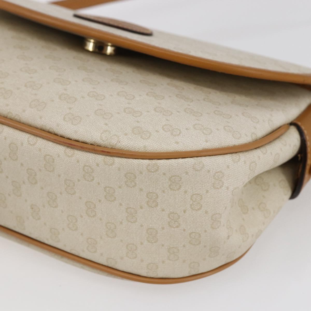 GUCCI Micro GG Supreme Shoulder Bag PVC White Gold Auth BA6746