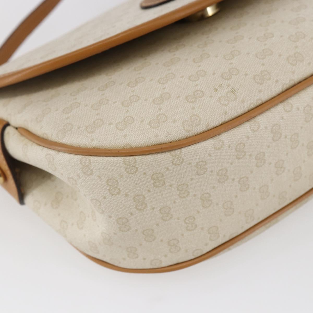 GUCCI Micro GG Supreme Shoulder Bag PVC White Gold Auth BA6746