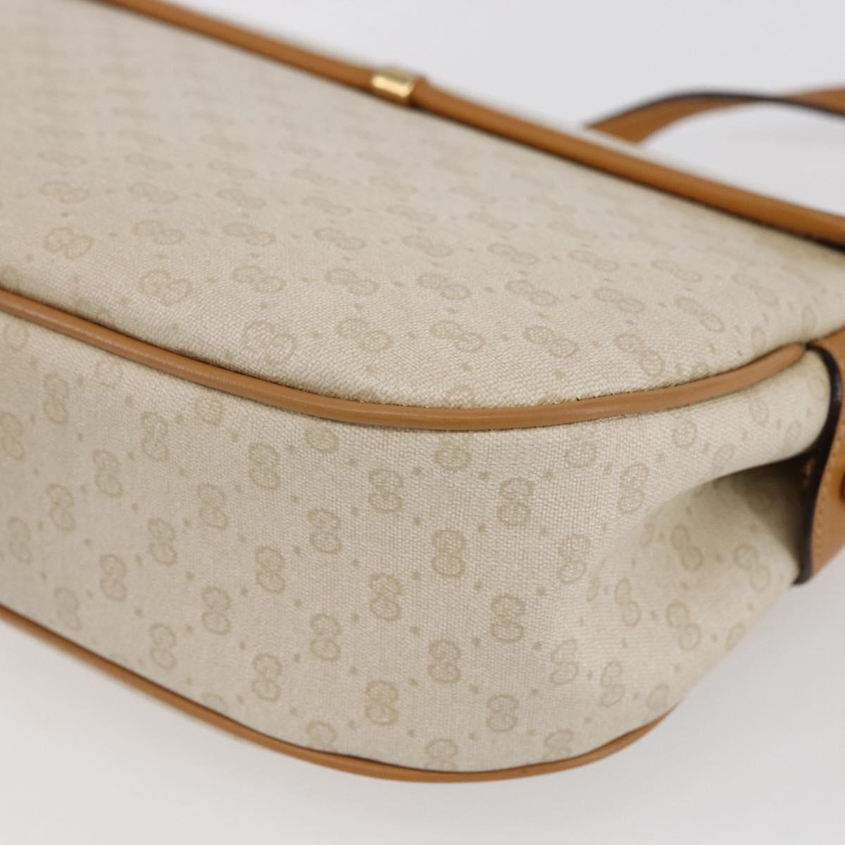 GUCCI Micro GG Supreme Shoulder Bag PVC White Gold Auth BA6746