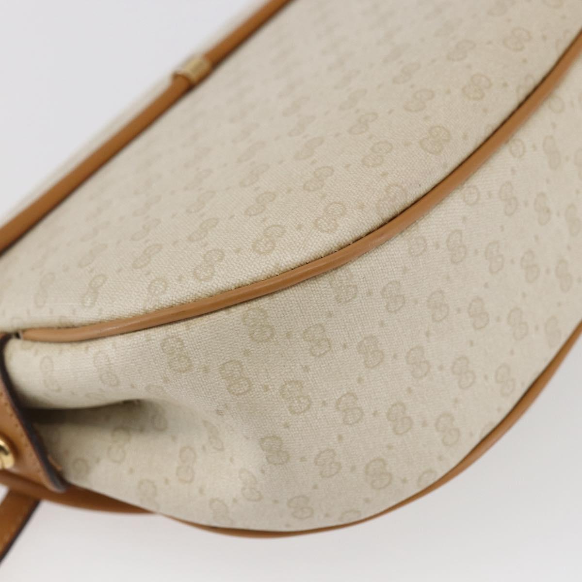 GUCCI Micro GG Supreme Shoulder Bag PVC White Gold Auth BA6746