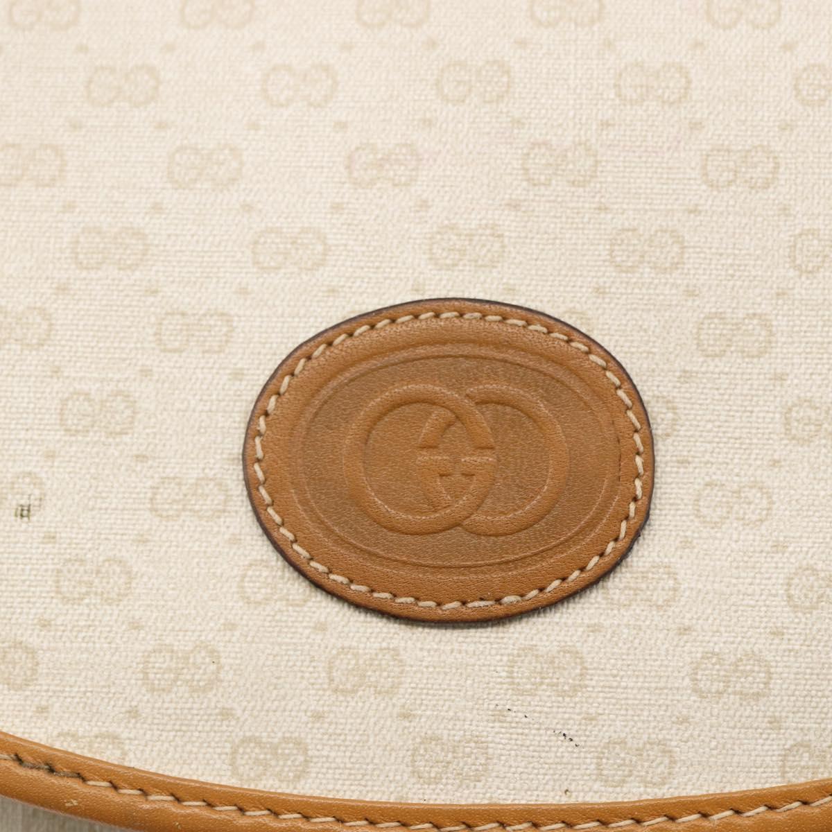 GUCCI Micro GG Supreme Shoulder Bag PVC White Gold Auth BA6746
