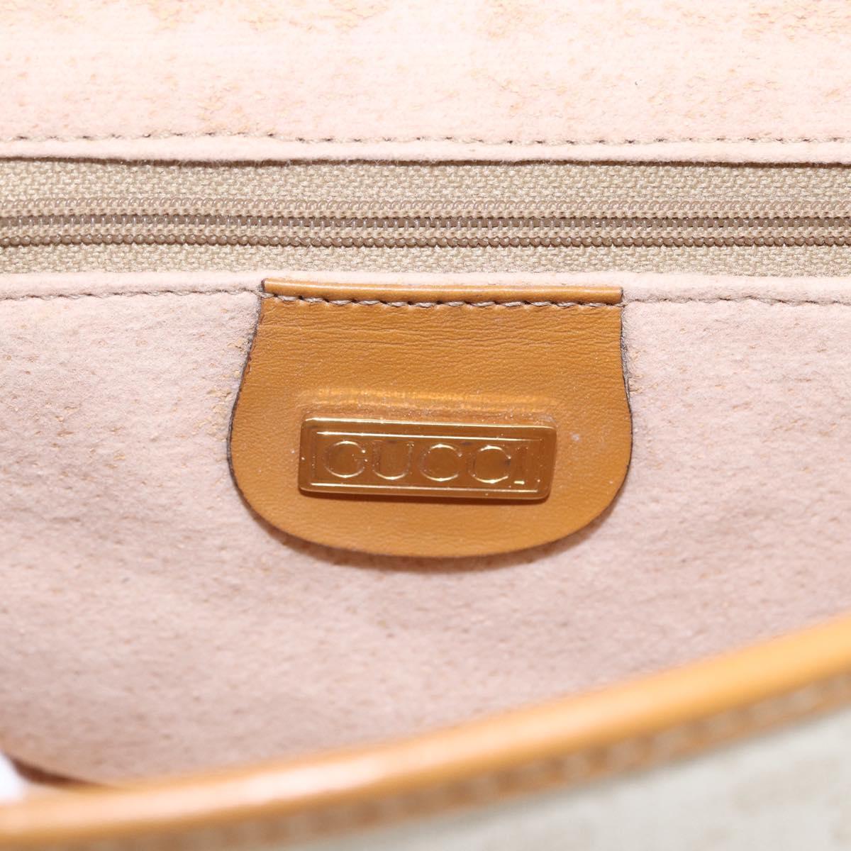 GUCCI Micro GG Supreme Shoulder Bag PVC White Gold Auth BA6746