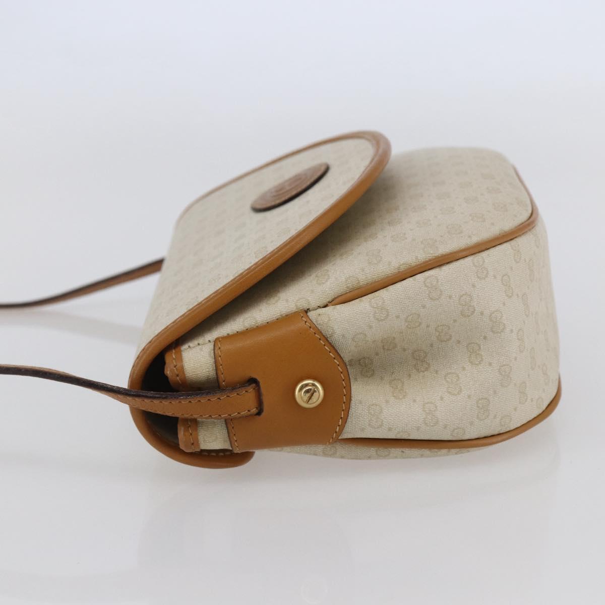 GUCCI Micro GG Supreme Shoulder Bag PVC White Gold Auth BA6746