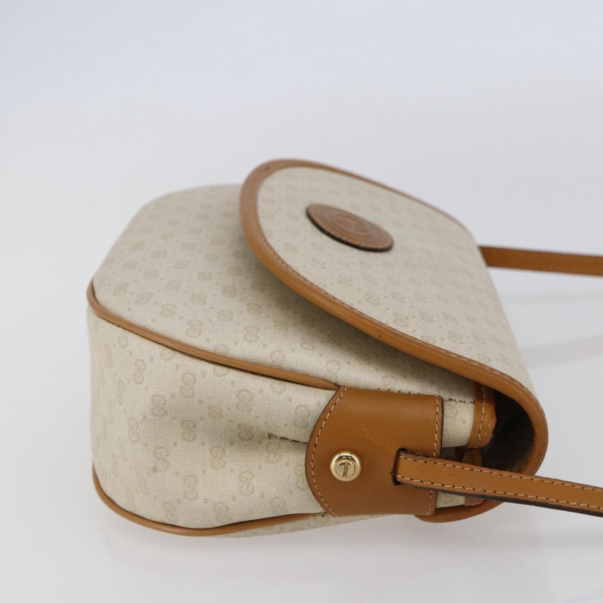 GUCCI Micro GG Supreme Shoulder Bag PVC White Gold Auth BA6746