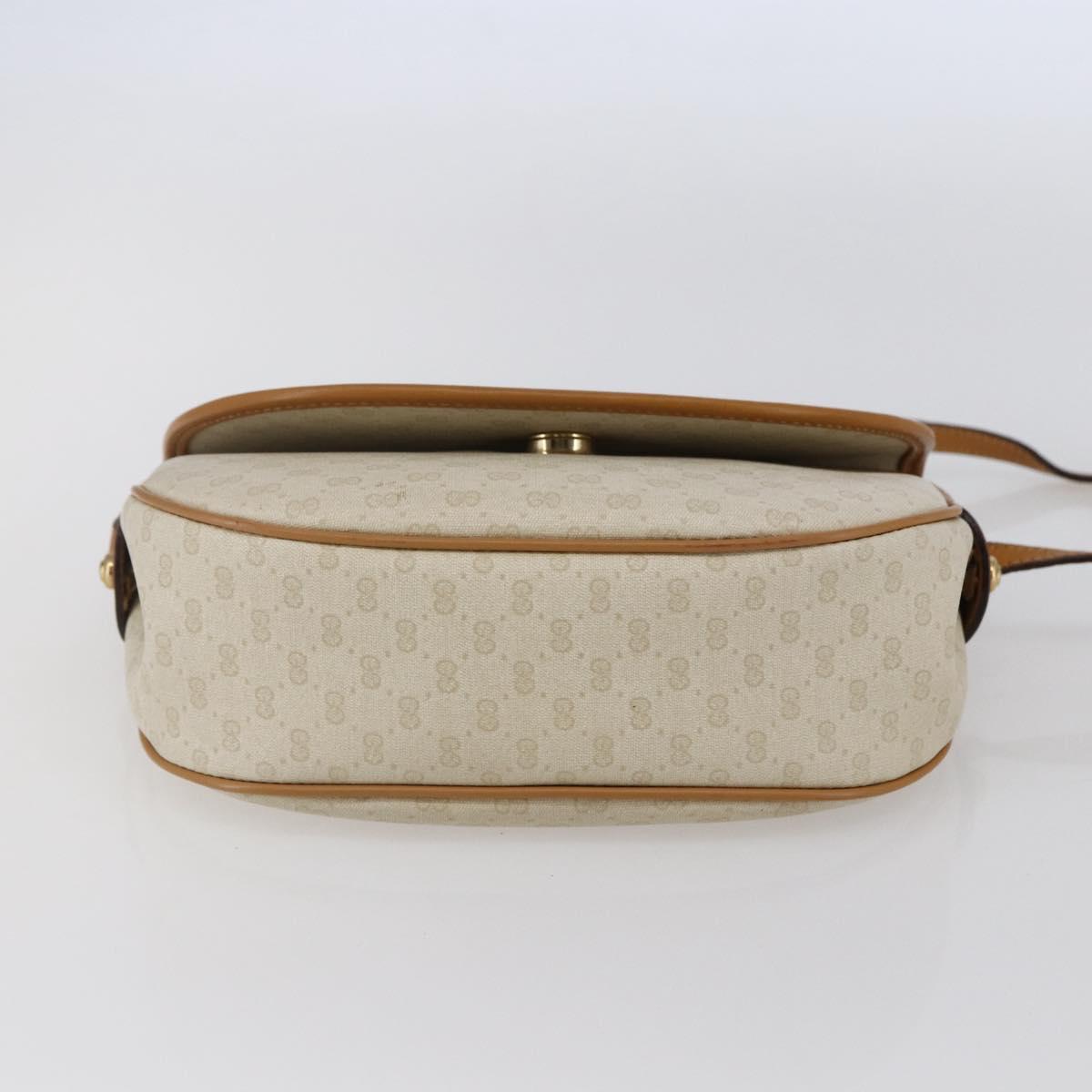 GUCCI Micro GG Supreme Shoulder Bag PVC White Gold Auth BA6746