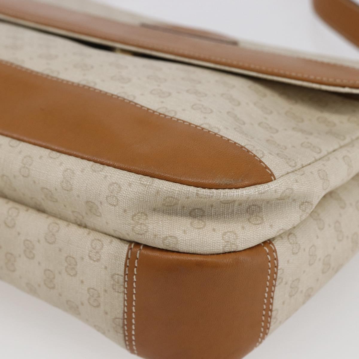 GUCCI Micro GG Canvas Shoulder Bag PVC Leather White Auth BA6747
