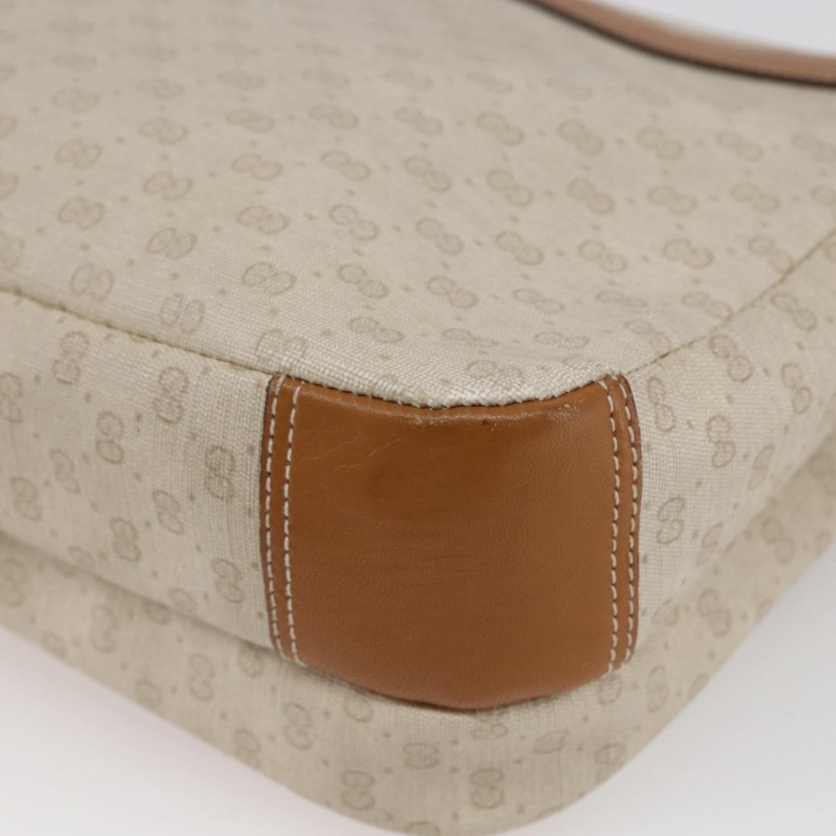 GUCCI Micro GG Canvas Shoulder Bag PVC Leather White Auth BA6747